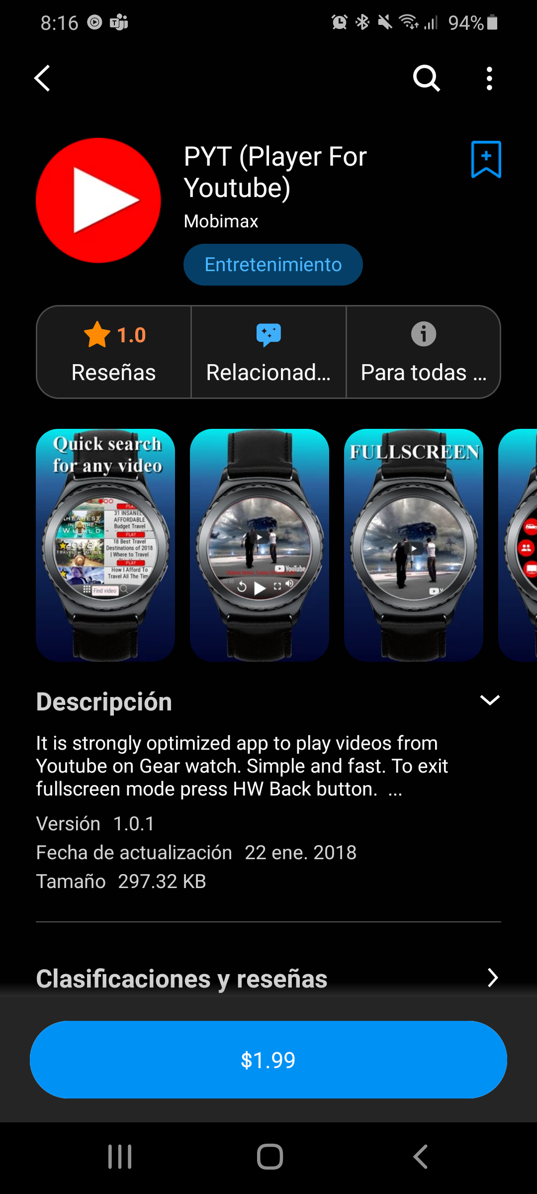 youtube music for galaxy watch