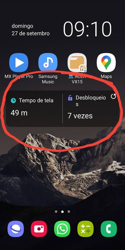 É mostrando o tempo de tela em horas diferente. - Samsung Members