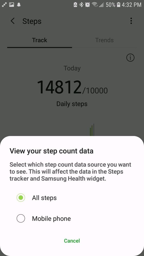 Samsung health wont allow watch only steps Samsung Members