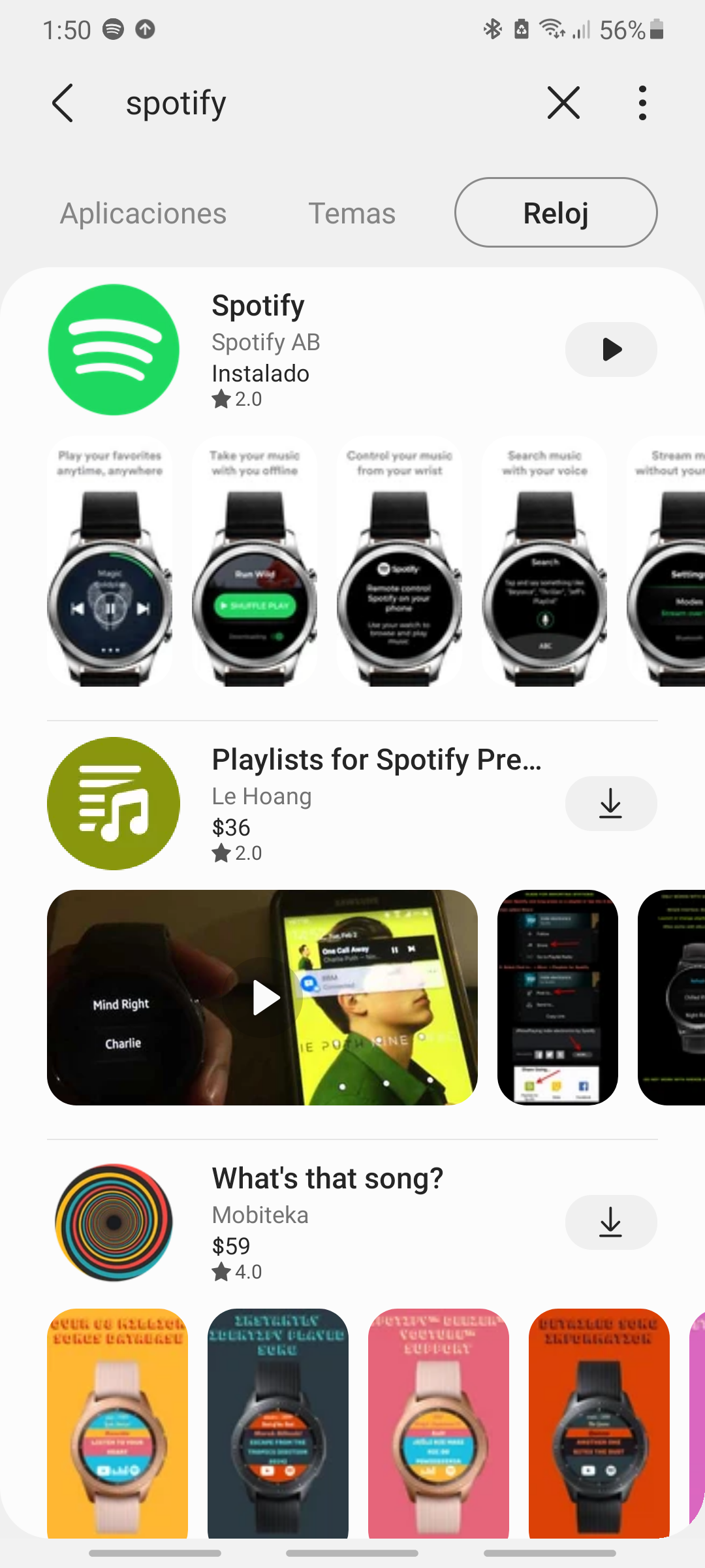 no encuentro Spotify para watch active 2 - Samsung Members