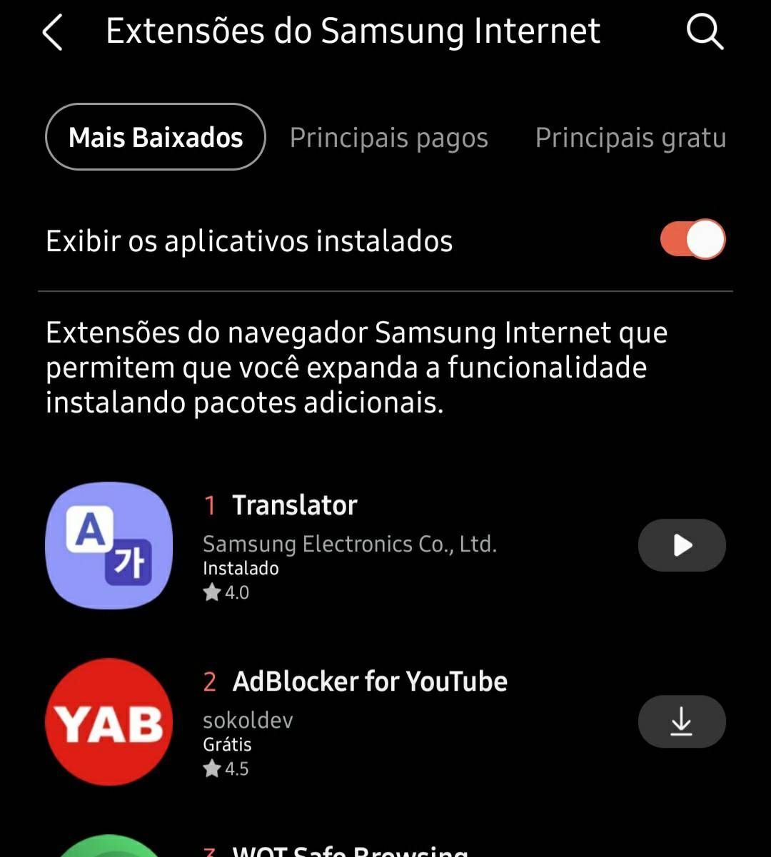 Como instalar ou atualizar o app Samsung Internet