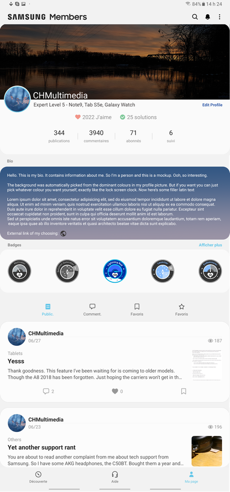 The app's enhanced profile