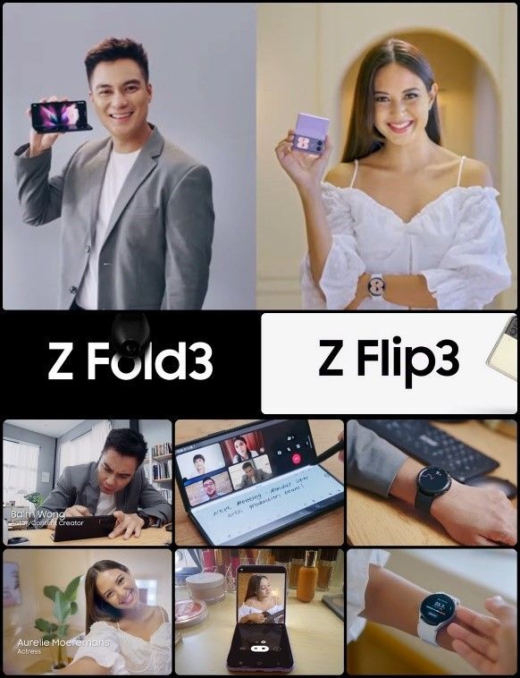 Baim Wong dengan Z Fold3 dan Aurelie Morena dengan Z Flip3 5G