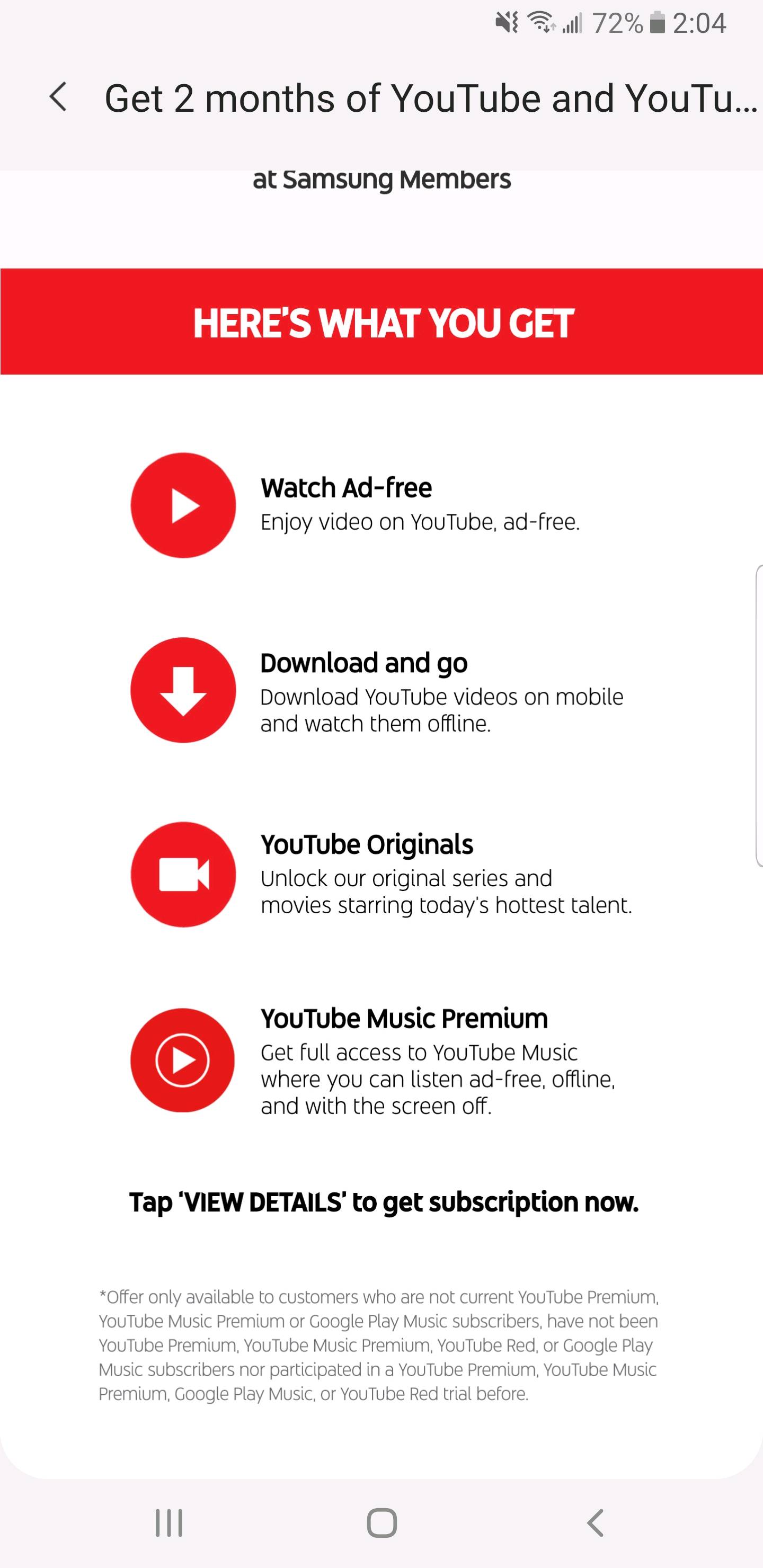 Youtube Premium Samsung Global Us