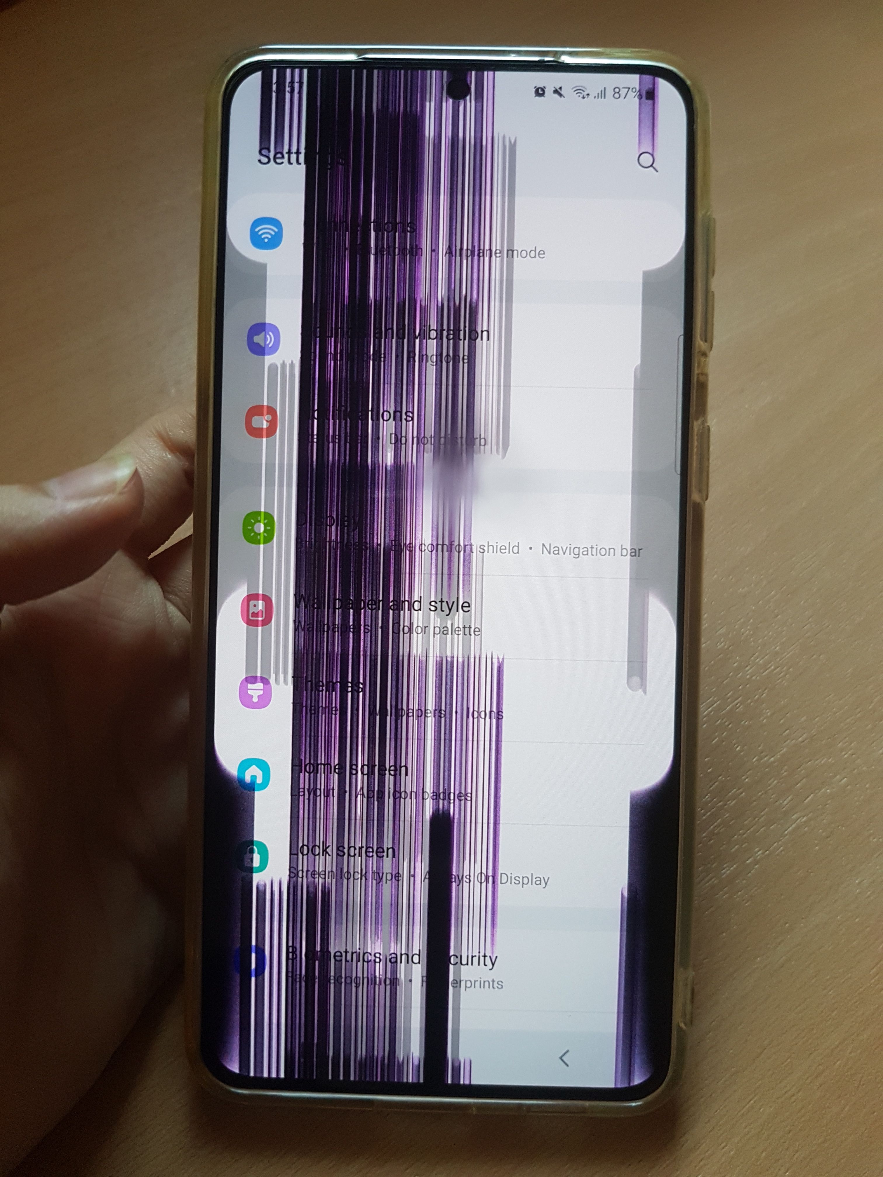 Samsung S21 Plus screen jadi Hitam Ungu Hijau sete... Samsung Members