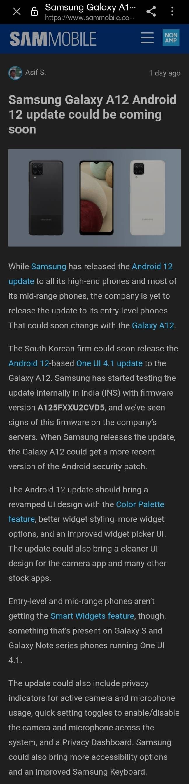 ANDROID 12/ONE UI 4.1 for A12 started testing. - Samsung Members