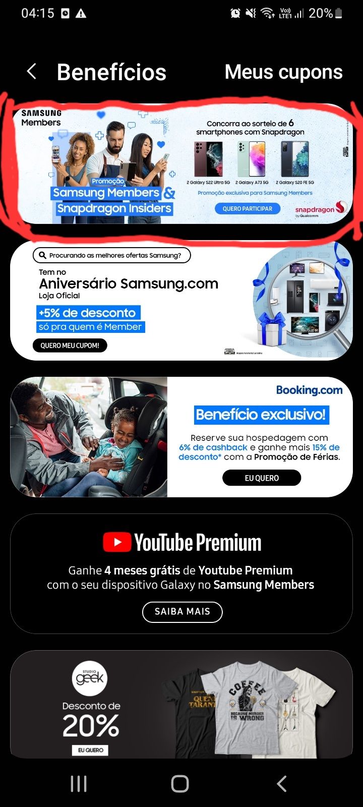 Código da Promoção - Samsung Members