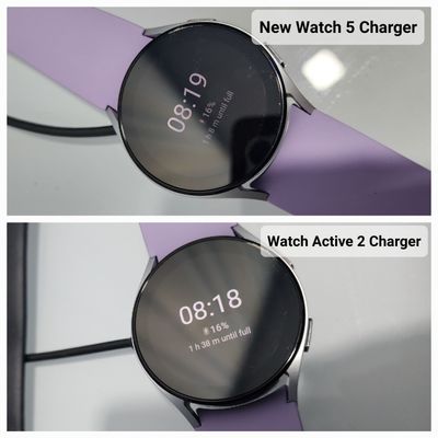 Comparison of charging speed using an older Watch Active 2 charger and the new 25W charger.