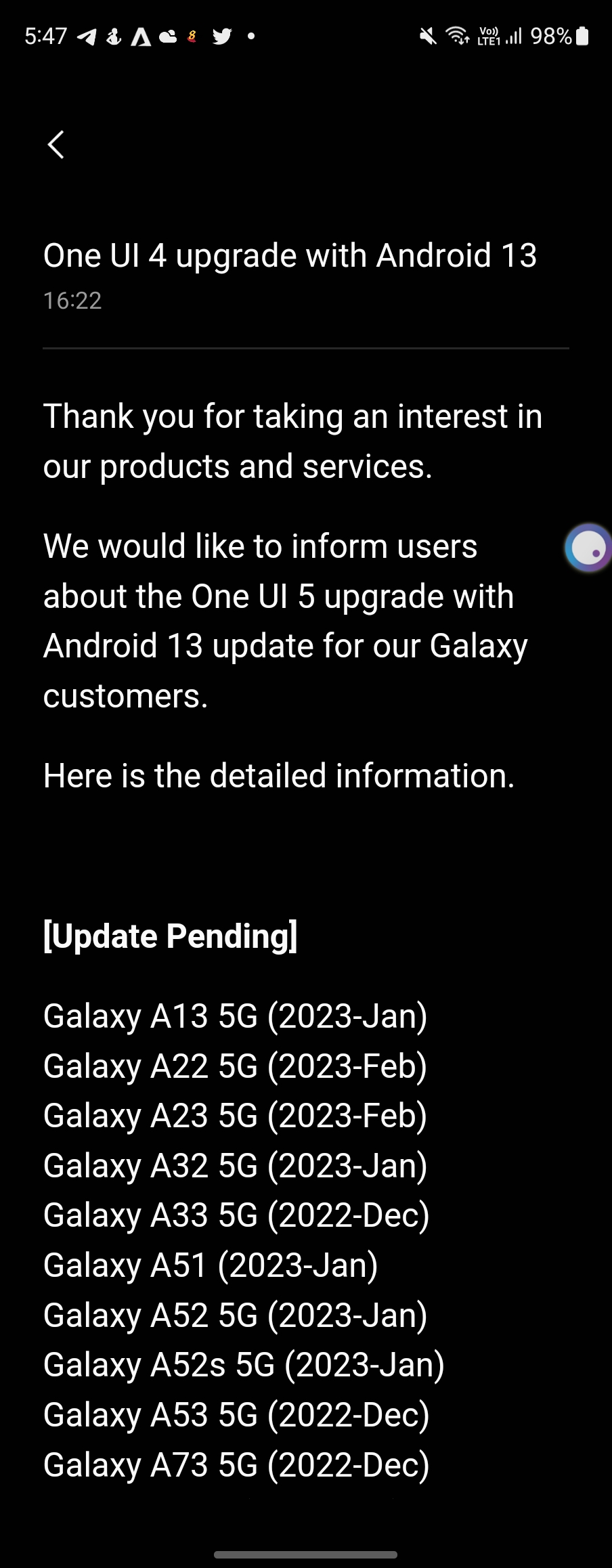PROBLEMAS COM ANDROID 13 NO GALAXY A13 - Samsung Members
