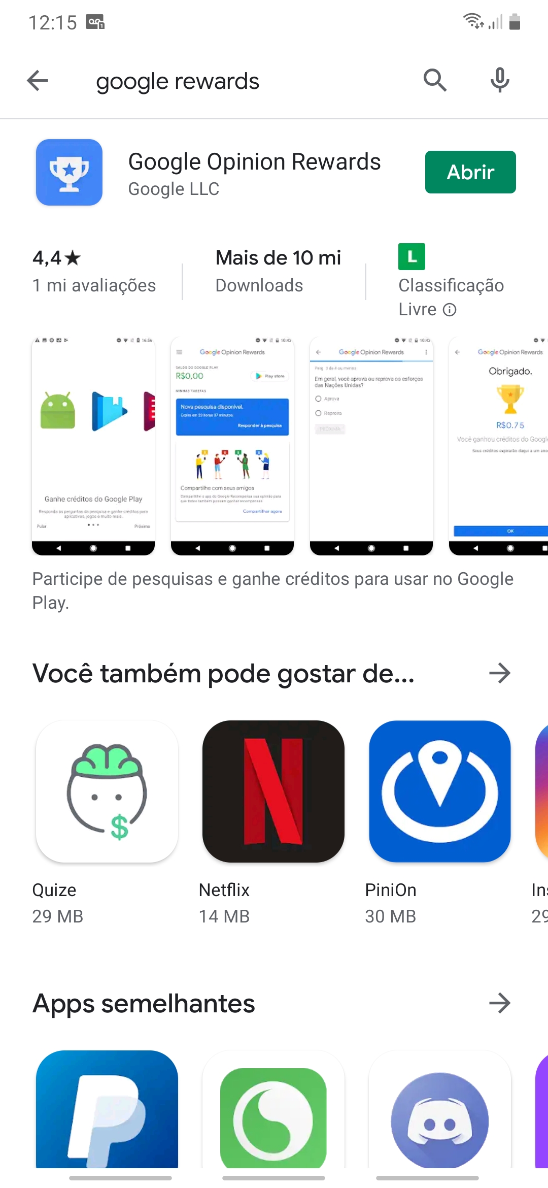 Não estou conseguindo usa o crédito do GOOGLE OPINION REWARDS, já vasculhei  todo o suporte da GOOGLE - Comunidade Google Play