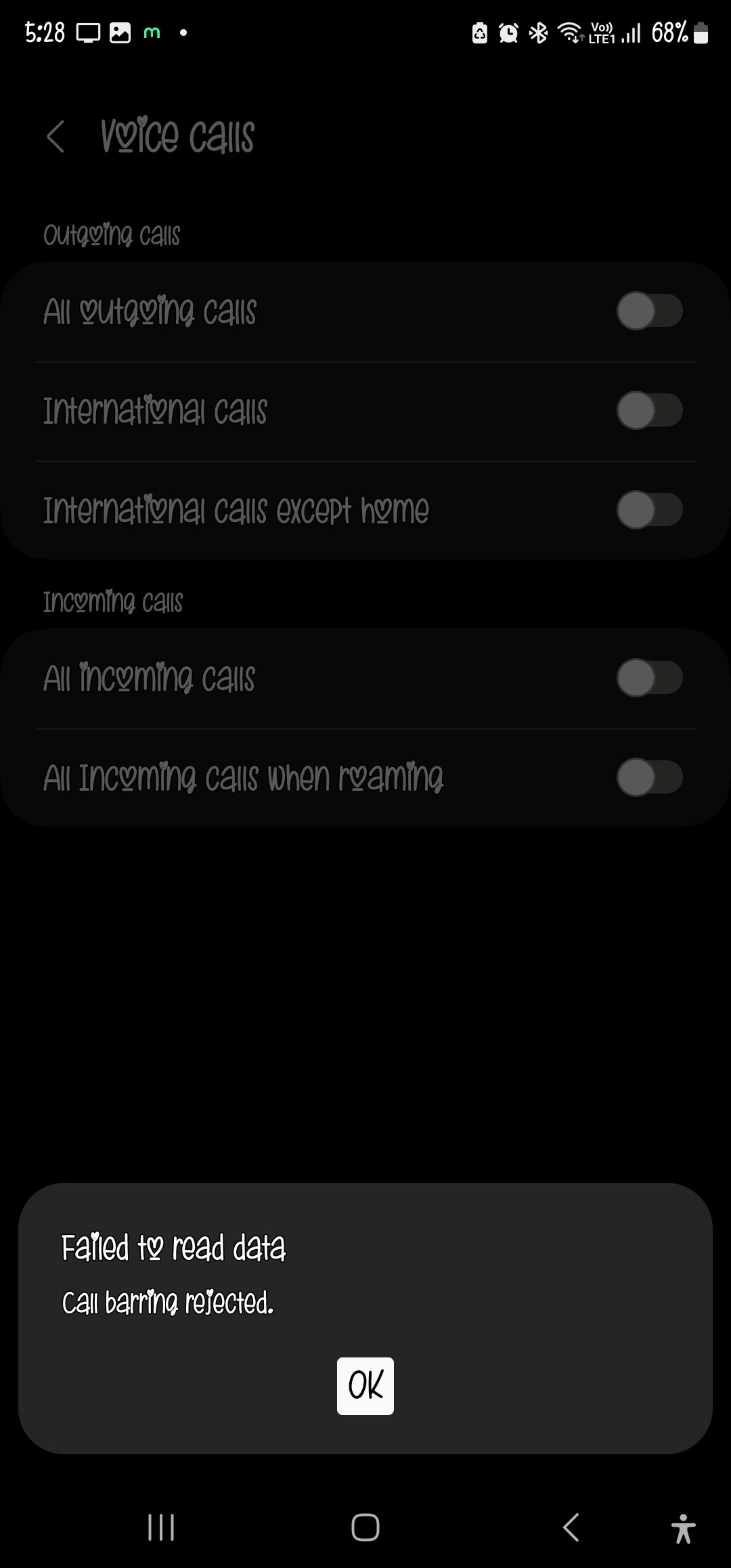 Call barring feature unable to turn on Samsung Members