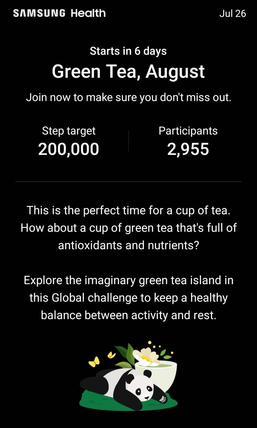 Samsung Health - August Green Tea Island Challenge - Samsung Members