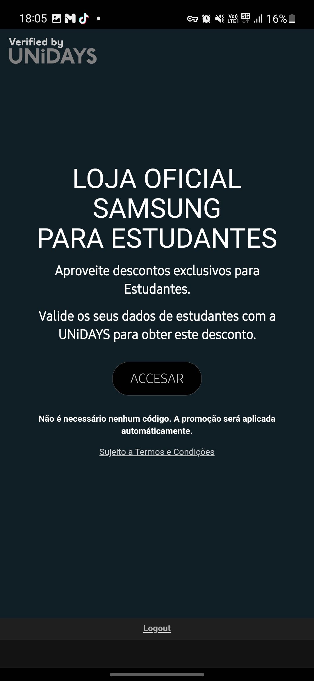 30% de desconto Estudantes - Samsung Members