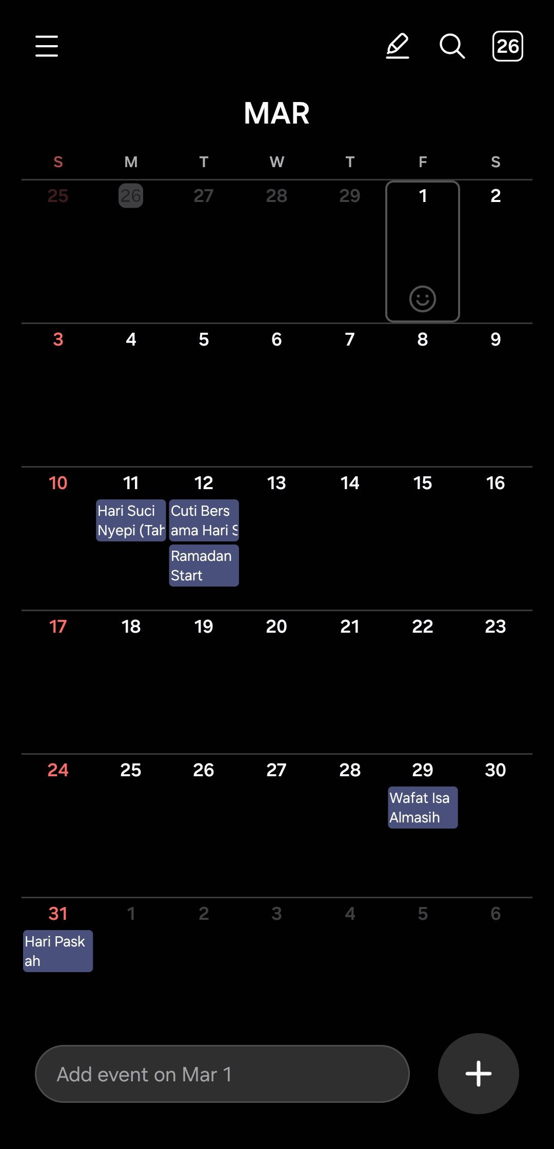 Kalender Widget Samsung S7 