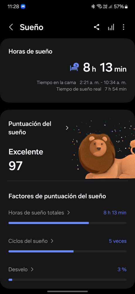 Samsung Health muestra todos nuestros datos de sueño además de representarlos con un animal